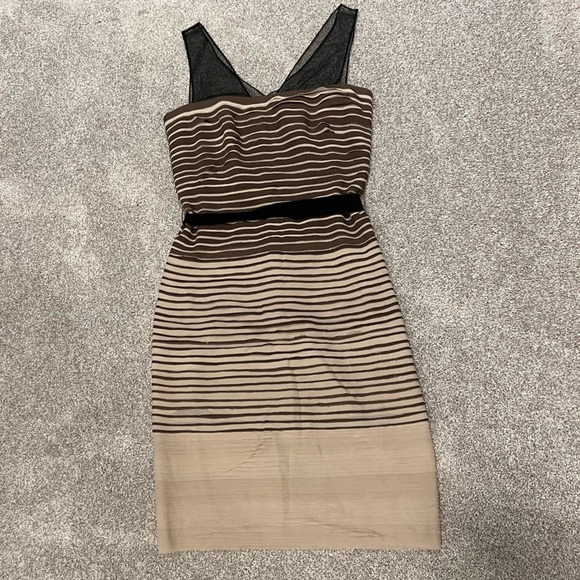 NWT BCBGMAXAZRIA Christi Cocoa Silk Lined Sleeveless V-Back Cocktail Dre… - Picture 5 of 8